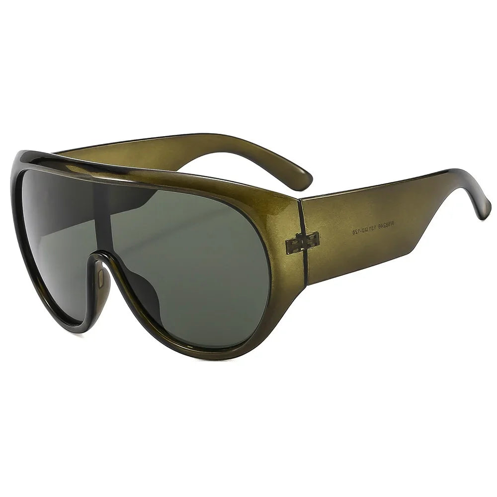 Oversized Shield Visor Mask Sunglasses Women Men Windproof Sun Glasses One Peice Big Frame Goggles Shades Sport UV400