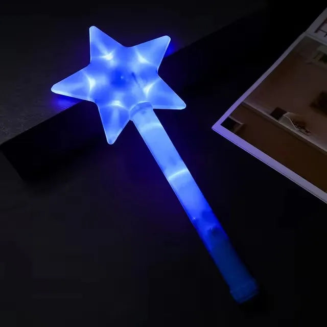1pc LED Five Pointed Star Flashing Stick Light Up Flashing Wand Colorful Fluorescent Stick Princess Gift Party Birthday Supplies