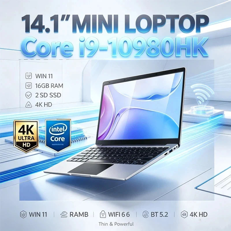 14.1" Ultra Slim Laptop Intel I9-10980hk Win11 Pro 16GB 2TB SSD FHD