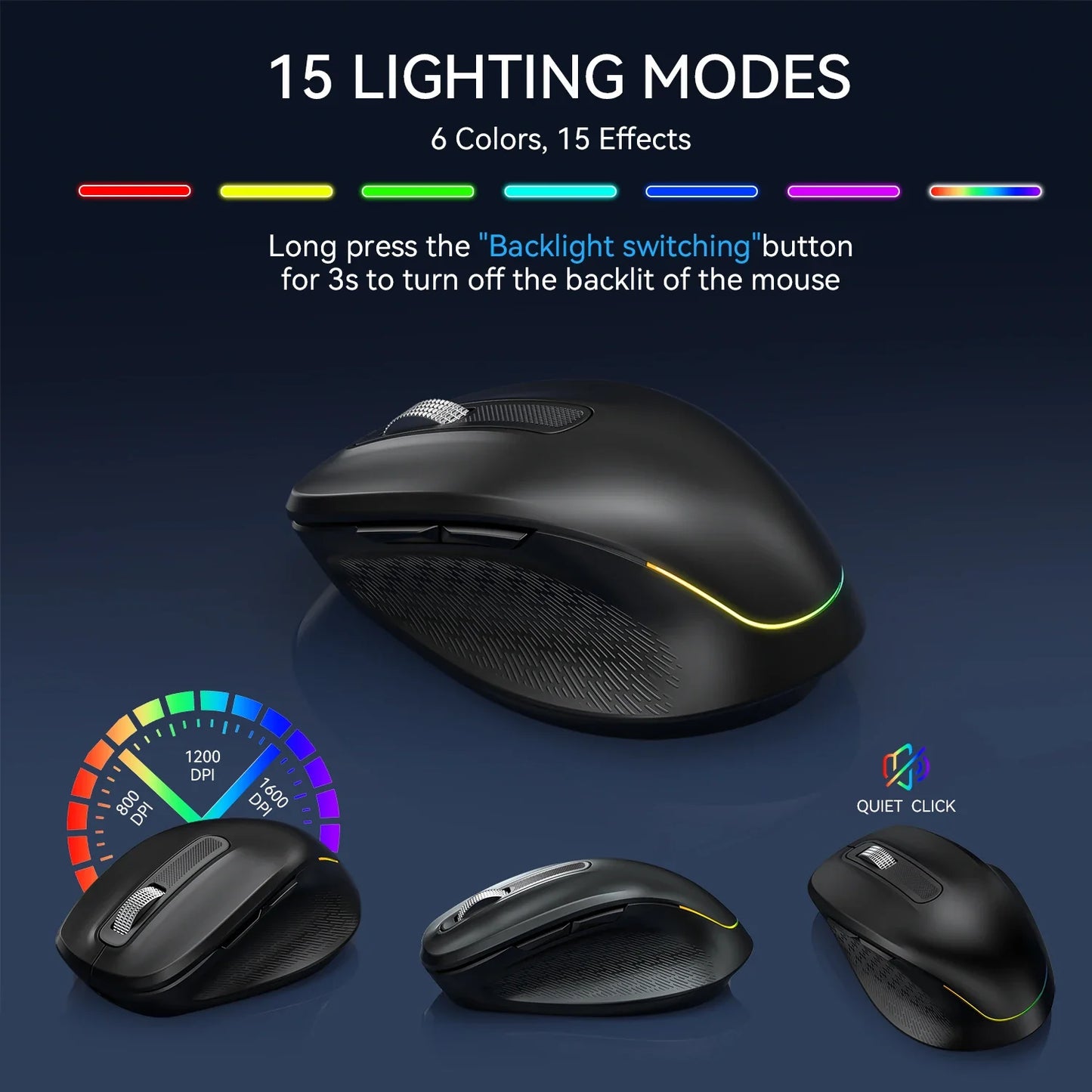 Ergonomic Backlit Keyboard Mouse Combo with Phone Holder 2.4G Wireless Rechargeable Keyboard Mouse Set for Win XP/7/8/10/11