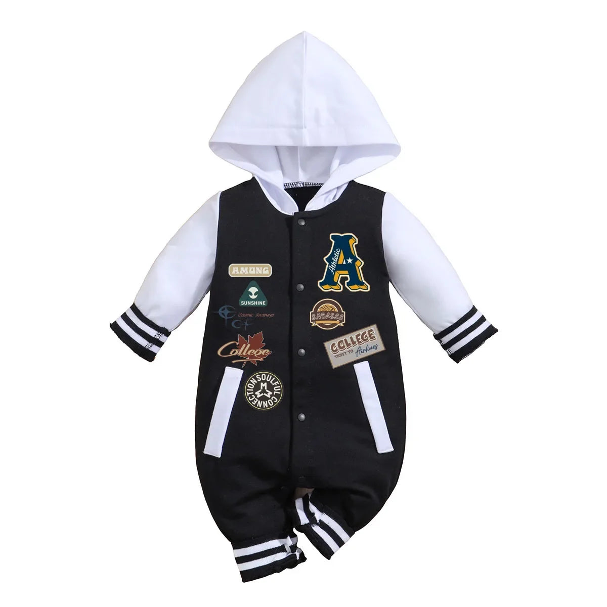 IURNXB Baby Boys Girls Romper Hooded Baseball Long Sleeve Infant Onesie Beach Outfits Newborn Sweatshirt Clothes Jumpsuit 0-18M