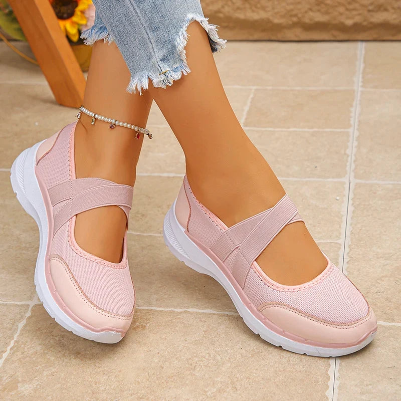 Pink Slip On Breathable Flats Women 2026 Plus Size 43 Soft Sole Platform Sneakers Woman Comfortable Non Slip Casual Shoes Female