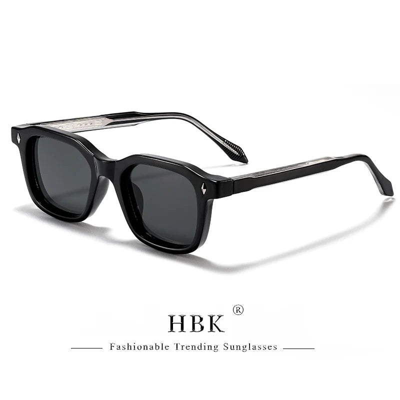 HBK Elegant Square Men's Sunglasses Fashion Frame Vintage Temple Tips Women's Travel Business Party Gift Glasses UV400