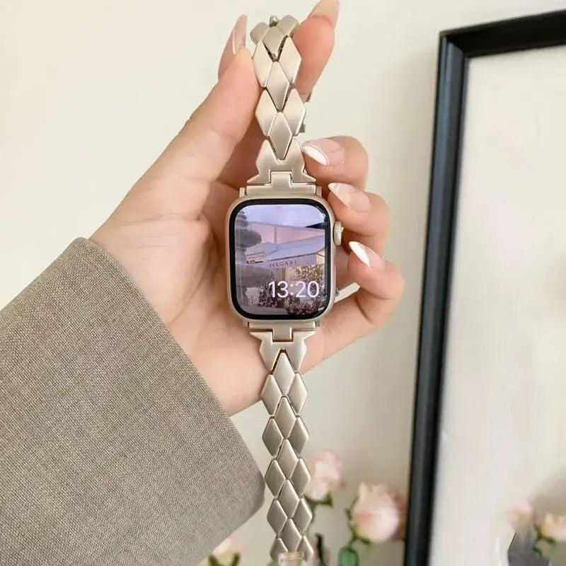 Apple Watch Herringbone Stainless Steel Band, Starlight