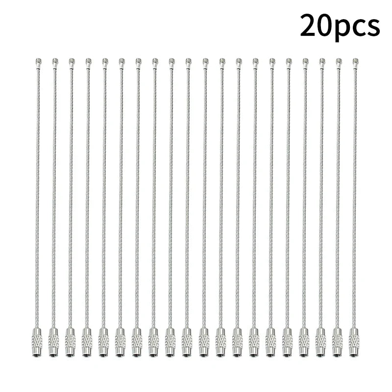 5-20pc Wire Keychain Rope Carabiner Camp Equipment Stainless Steel Wire Cable Loop Screw Lock Ring Keyring Buckle캠핑용품 땡처리