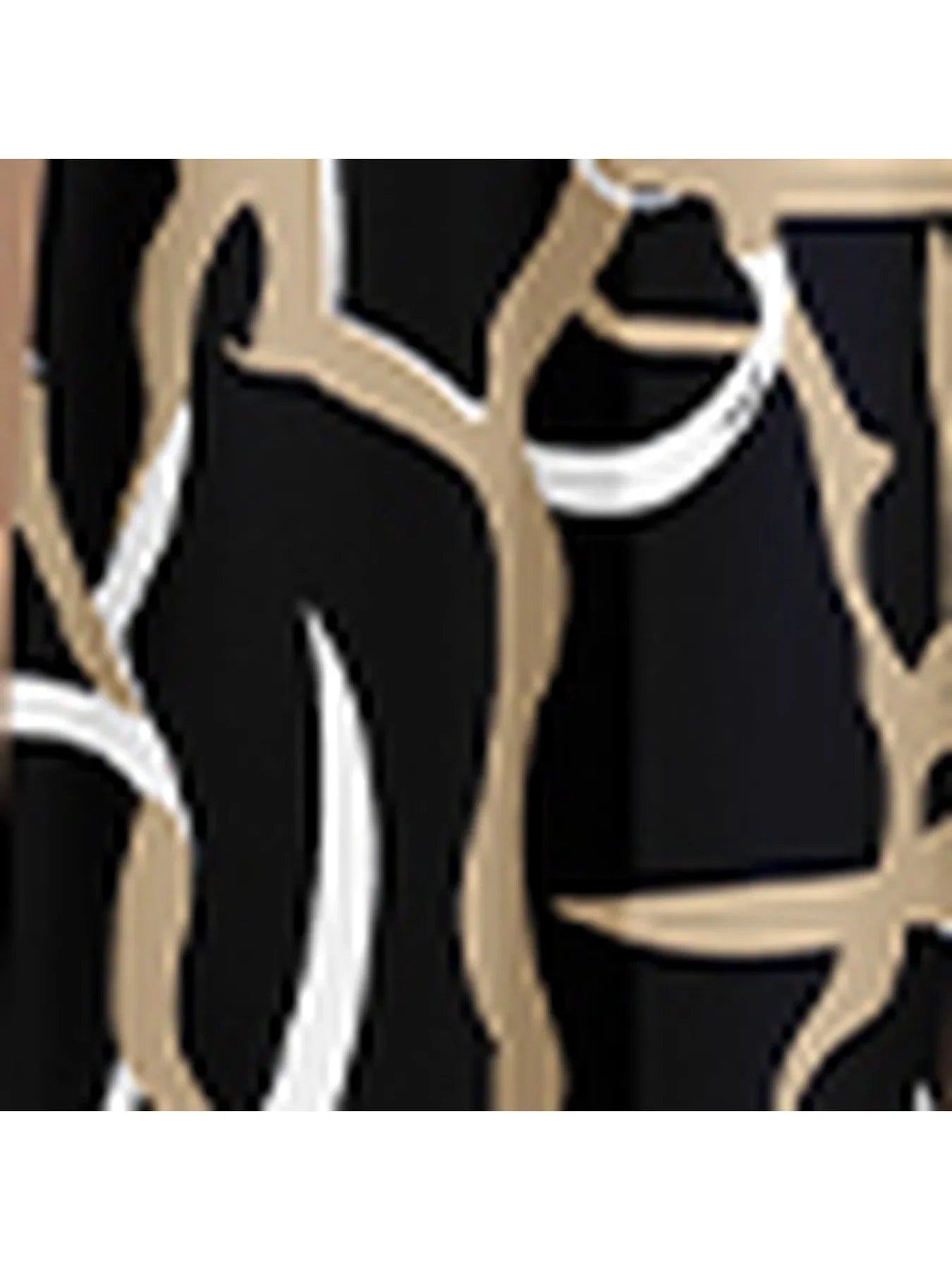 Casual and Elegant Women's Plus Size Premium Black Gold Abstract Print Set Summer Lazy Style Twisted Top Wide Leg Pants