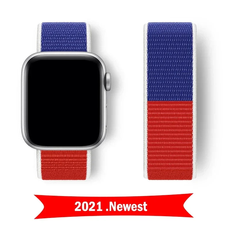 Nylon Sport loop Strap For Apple Watch Band 44mm 42/40mm 45mm  38/41mm pride Bracelet iwatch Ultra2 49mm Series 9 8 se 7 6 5 4 3