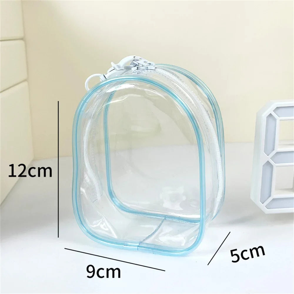 Couple Dolls Storage Bag Transparent Pvc Zipper Organizer Bags Dustproof Plush Doll Display Case Outdoor Backpack Hanging Bag