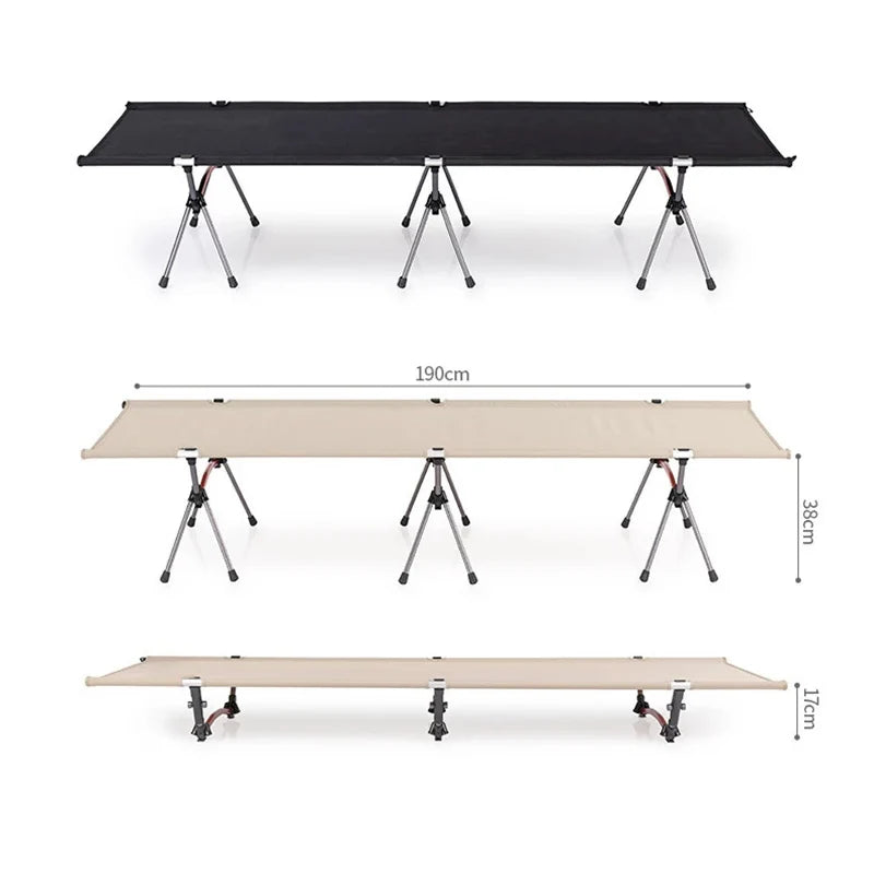 Folding Camping Cot, Adjustable Height, Lightweight Sleeping Bed, Tent Cot, with Storage Bag, Comfortable for Outdoor&Indoor