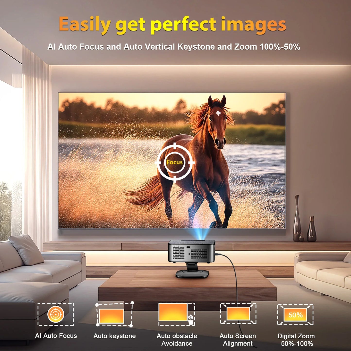 XIWBSY 35000Lumen Android 12 Projector Bluetooth5.2 AutoFocus Smart LED Projector 4K Portable 3D Home Theater Cinema IPTV Beamer
