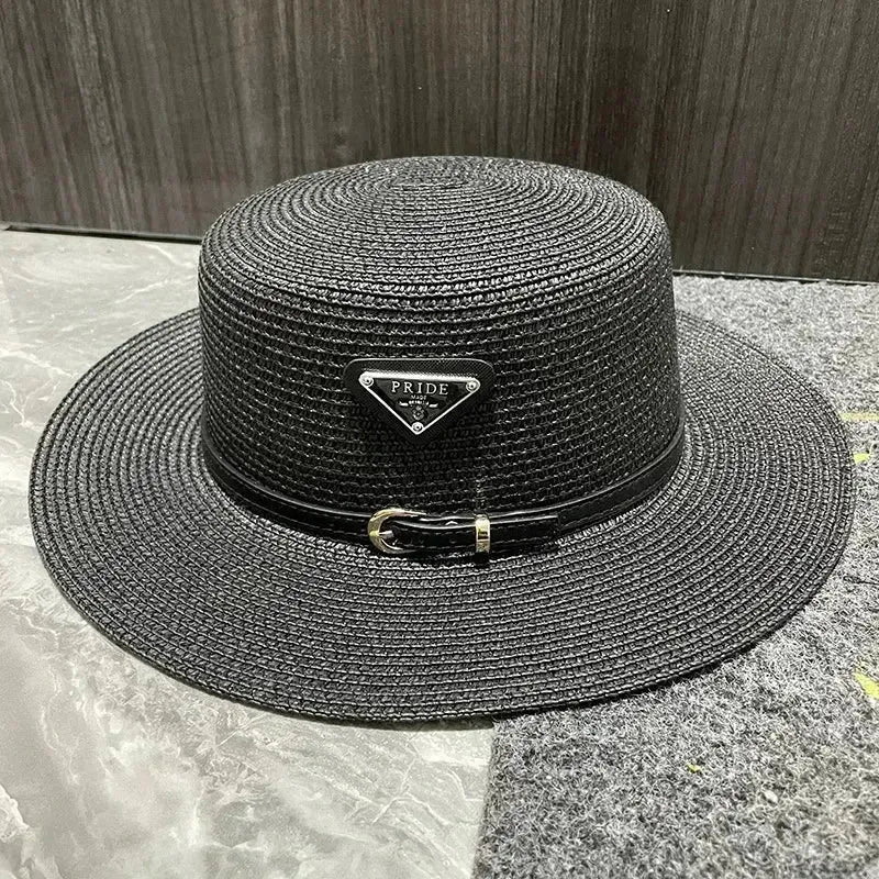 Summer Beach Hat Versatile Top Hats Belt Buckle  Sun Protection Hat Korean Style Straw Hat for Women