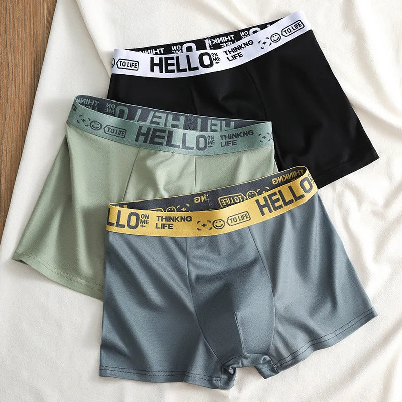 Men's Mid-Waist Thin Briefs Breathable Comfortable Large Size Sports Boxer Shorts Youth Flat Briefs Underwear Polyester Fiber