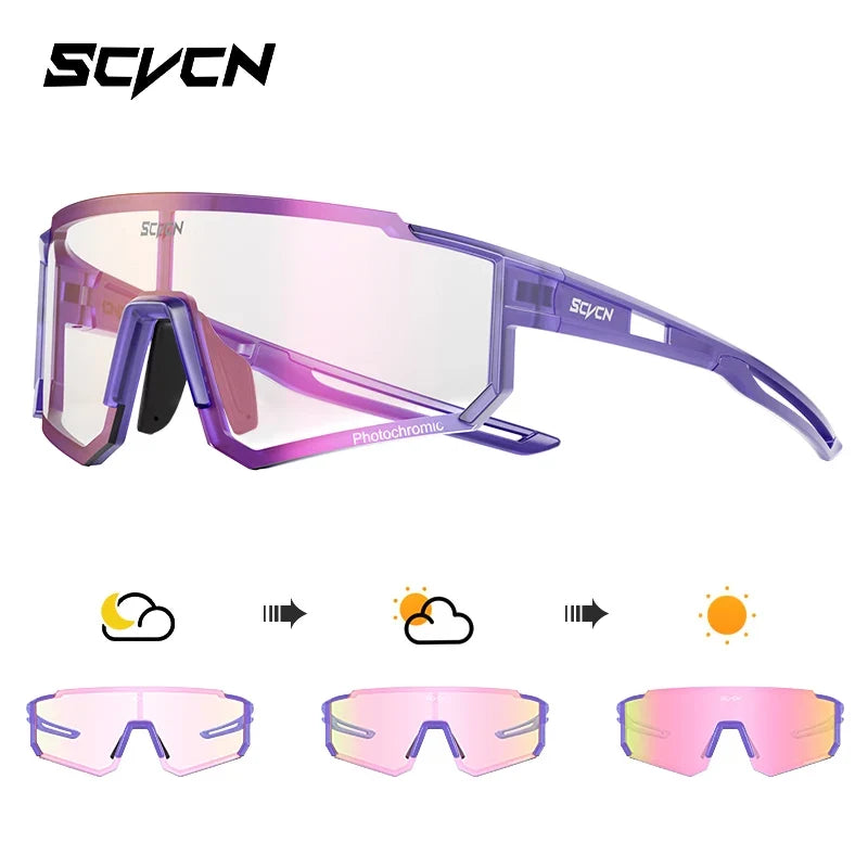 SCVCN Color Photochromic Cycling Glasses Men MTB Cycling Sunglasses Women Road Bike Glasses Outdoor Sports Bicycle Sunglasses