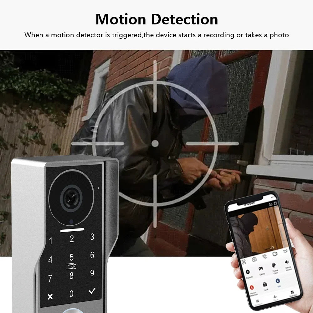 ANJIELO SMART Doorbell Video Intercom Camera System Wire 2‐wire Door Phone 10 Inch Screen 7 Protector Security