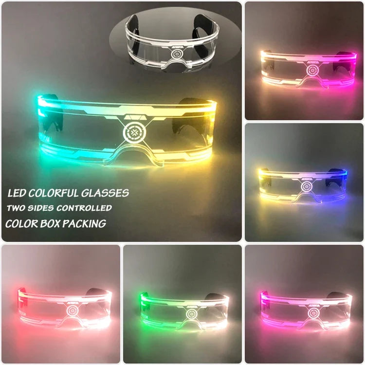 New Cool Cyberpunk Style Glasses Glowing Party Decor Luminous LED Sunglasses Lighting Up Bar Rave Music Dancing Party