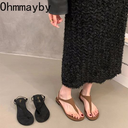 Summer Clip Toe Women Gladiator Sandals Casual Beach Vacation Shoes Ladies Elegant Dress Flats Sandalias