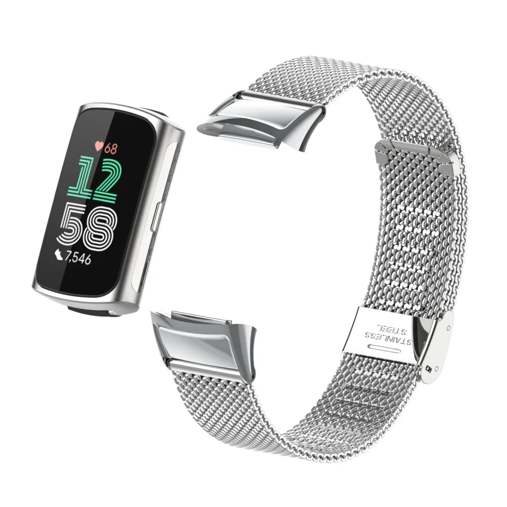 Fitbit Charge 5 & 6 Stainless Steel Mesh Band with Clasp