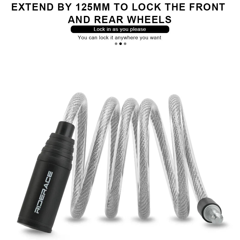 RIDERACE Bike Portable Anti-theft Ring Lock Scooter Electric E-Bike Road High Security Bike Lock Sliver Bicycle Cable Locks