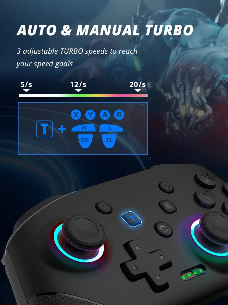 DATA FROG Wireless Controller For Switch OLED/Lite Console Pro Gamepad with 1000Mah Battery Programmable Turbo Function
