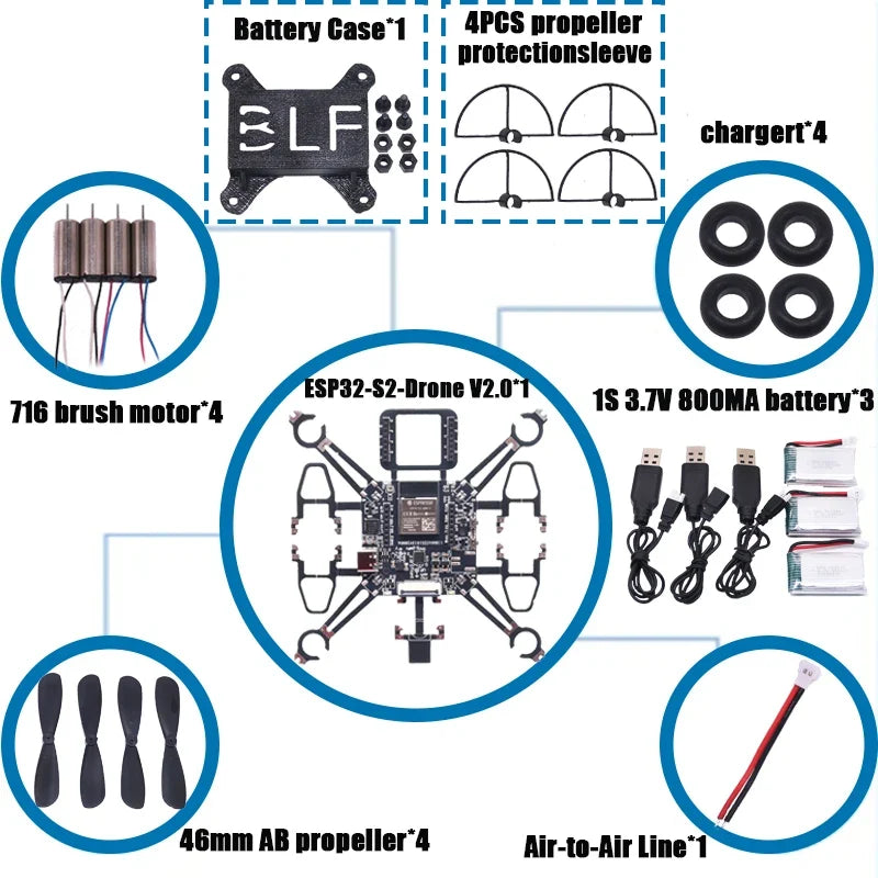 Rctosky ESP32-Drone V2.0 Flight Control Open Source Quadcopter ESP-Drone Drone Model Wifi Remote Control Crazyflie Ardupilot