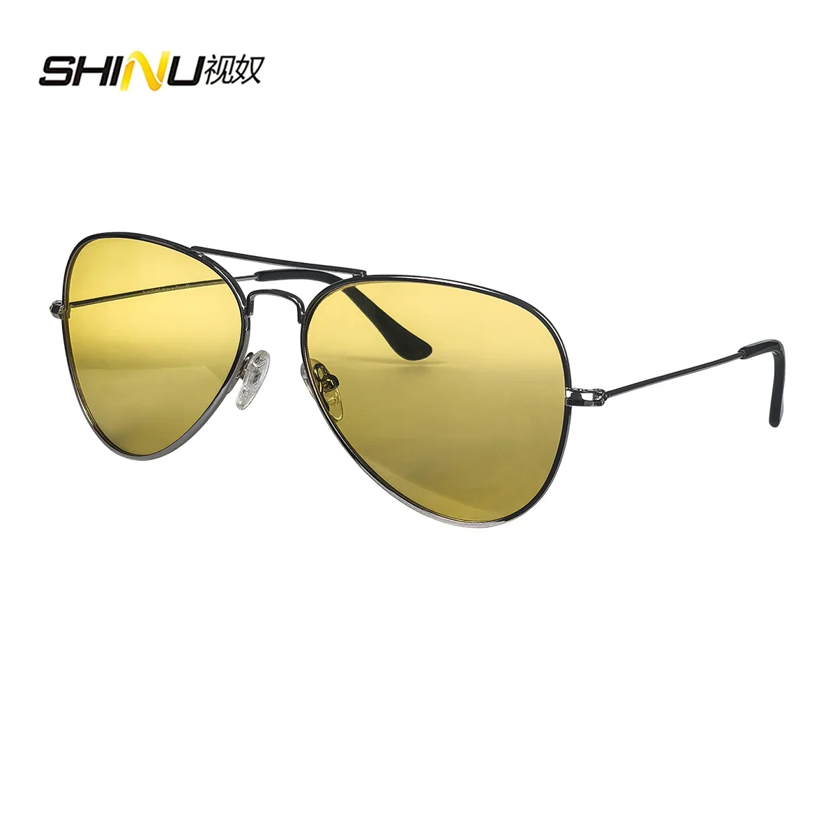 SHINU Anti Blue Light Lenses Glasses Men Orange Lens Glasses Blue Light Filter Better Sleep Rest Glasses Metal Frame Eyewear