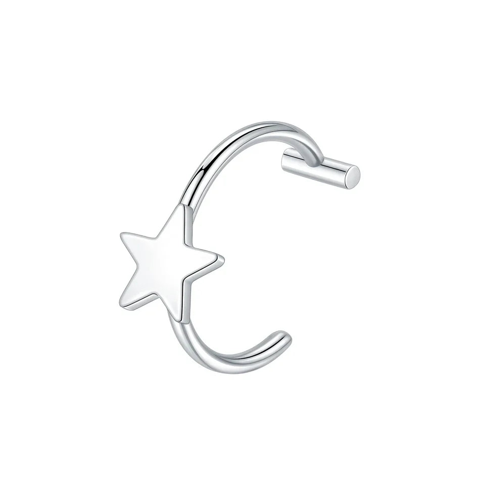 1PC Stainless Steel Fake Nose Ring Hoop Septum Rings Non-Pierced C