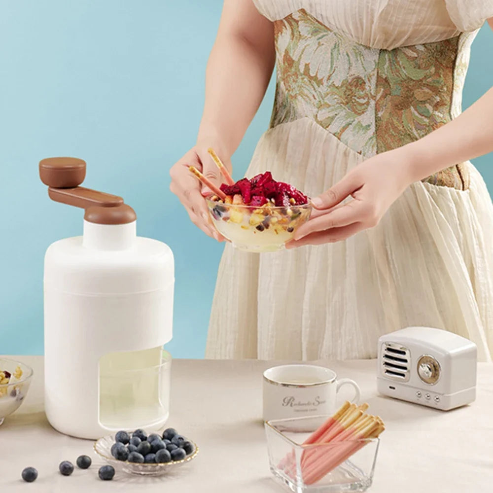 Shaved Ice Maker Machine for Home Ice Shaver Hand Crank Slushy Maker Machine Ice Crusher for Snow Cones Ideal for Outdoor Picnic