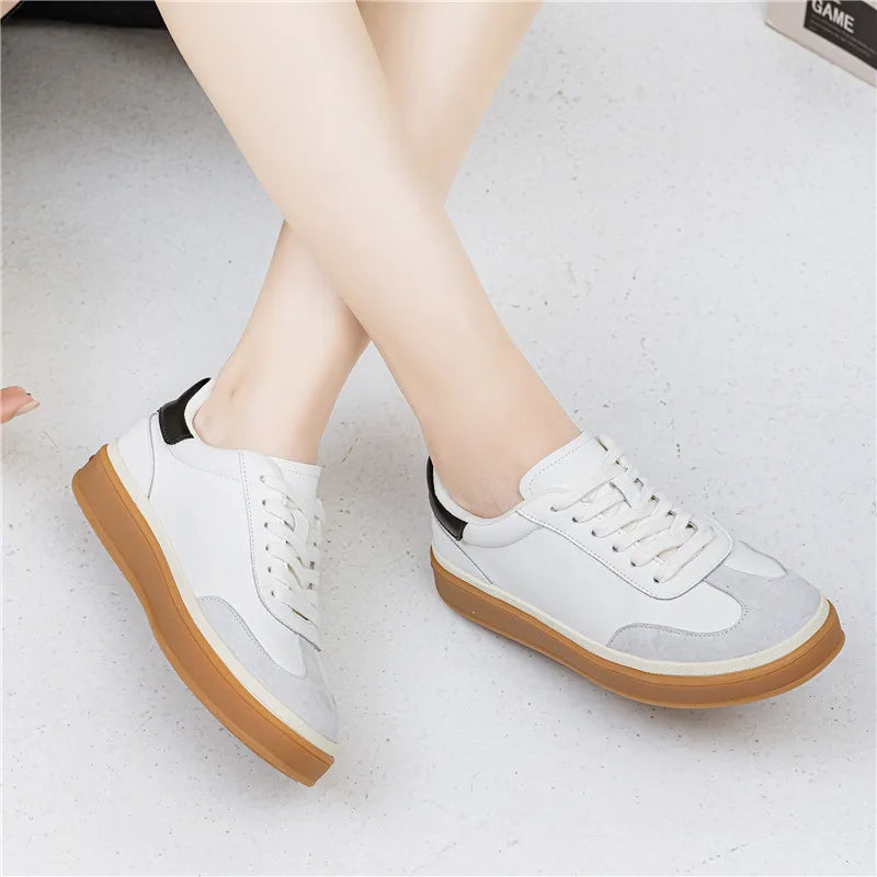 MORAZORA 2026 New Genuine Leather Shoes Women Sneakers Lace Up Spring Summer Fashion Platform Flats Ladies Casual Shoes