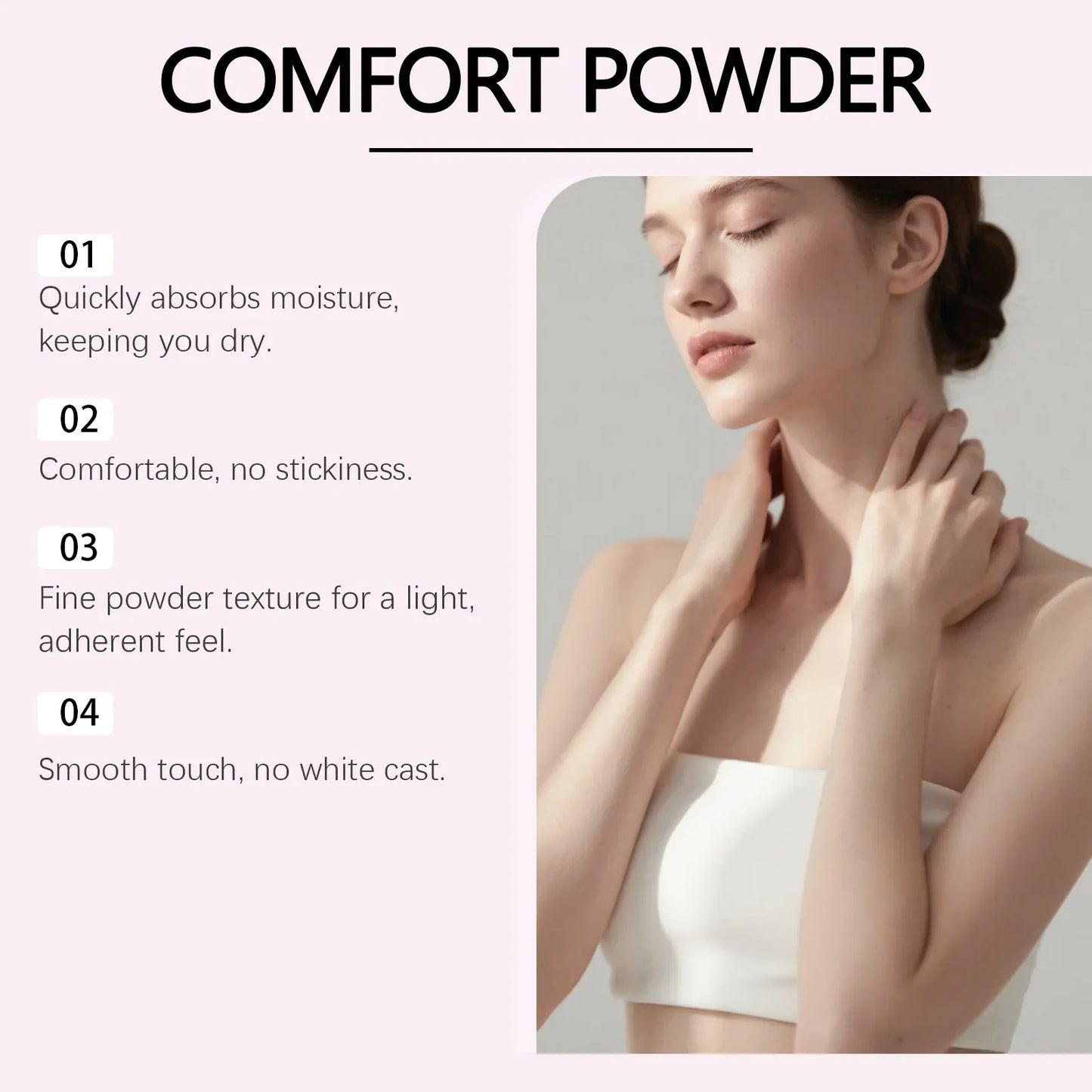 OceAura Body Powder Anti Sweat Armpit Groin Smooth Skin Soothing Comfortable Refreshing Odor Eliminator Anti Chafing Powder 100g