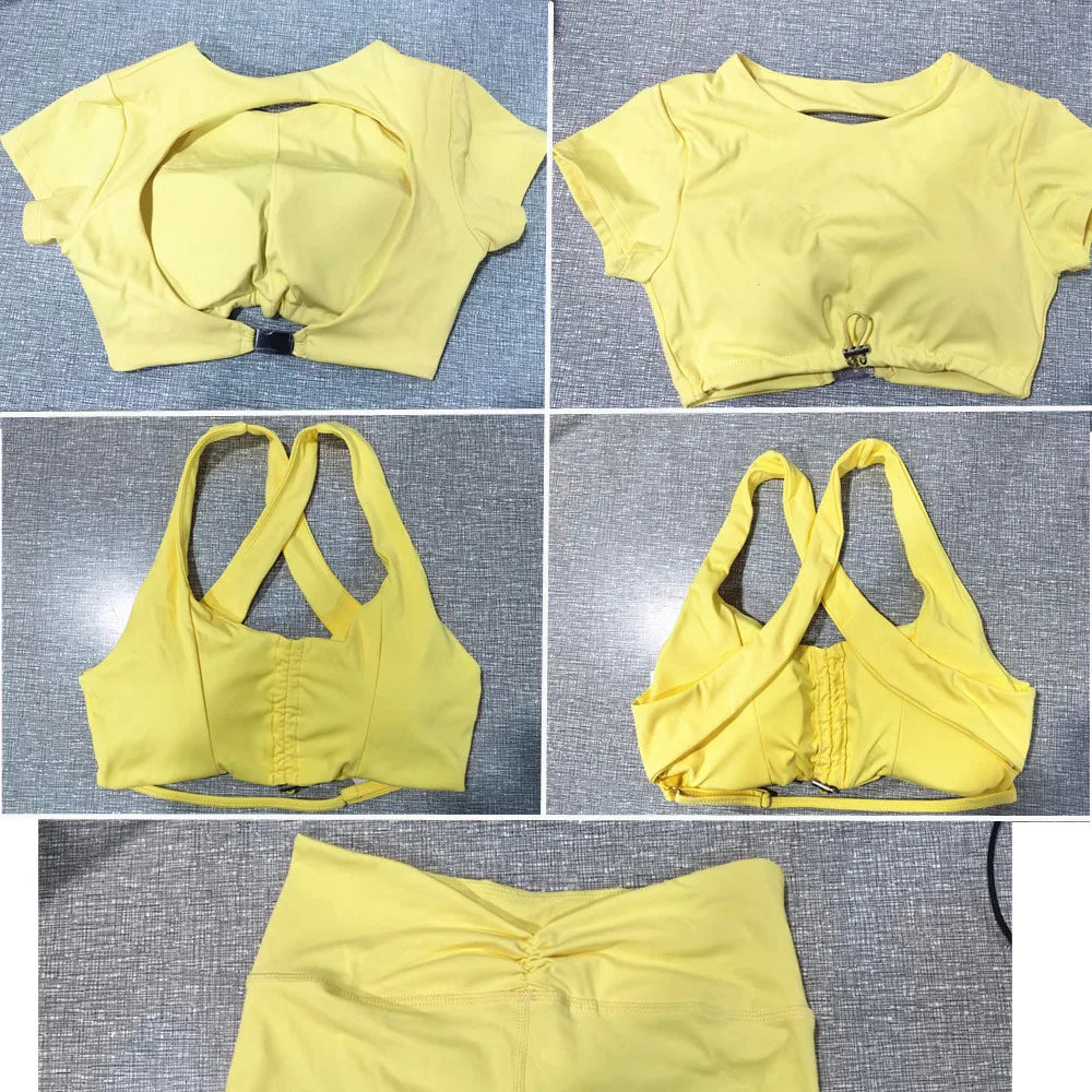 Conjunto de Yoga FitFlex para Mujer: Dúo de Top de Manga y Shorts