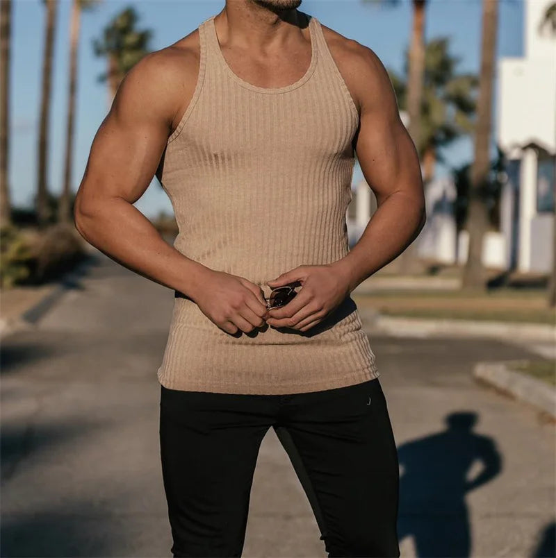 Camiseta de tirantes a rayas para gimnasio StriveFit para hombre - Verano de 2026