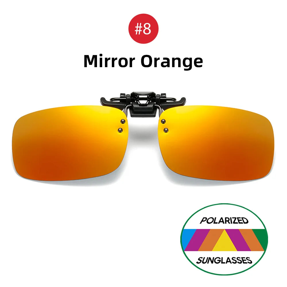 VIVIBEE Classic Flip Up Clip on Sunglasses Fishing Men Square Polarized Lens Night Vision Driving UV400 Women Glasses