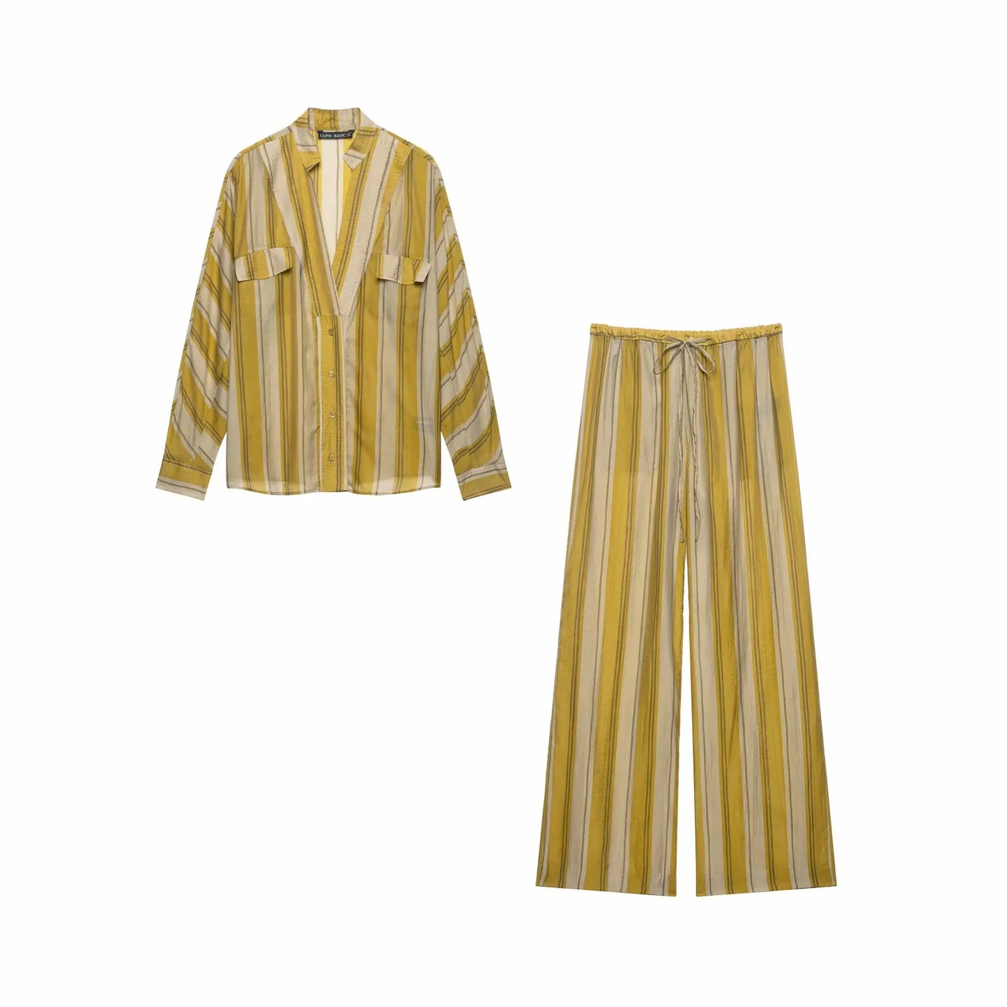 KLKXMYT Fashion Stripe Women's Tied Pants Set Long Sleeve V-Neck Shirt Tops Suits 2026 Autumn Casual 2 Pieces Set Women ﻿ ﻿