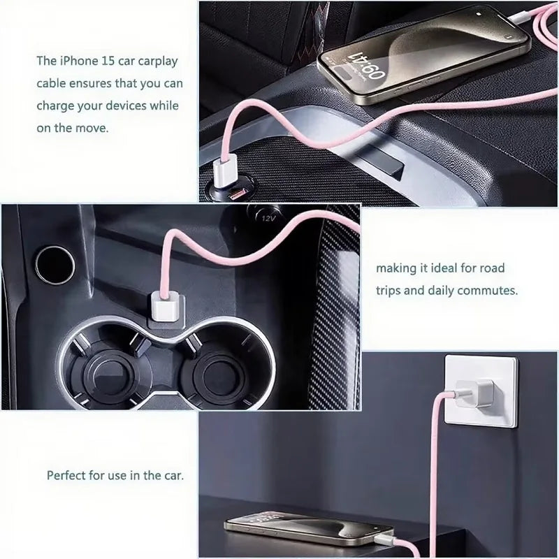 60W PD Nylon Braided USB-C to USB C Fast Charger Cable For iPhone 17 16 15 /Pro Max Compatibility Samsung Type C Fast Charging
