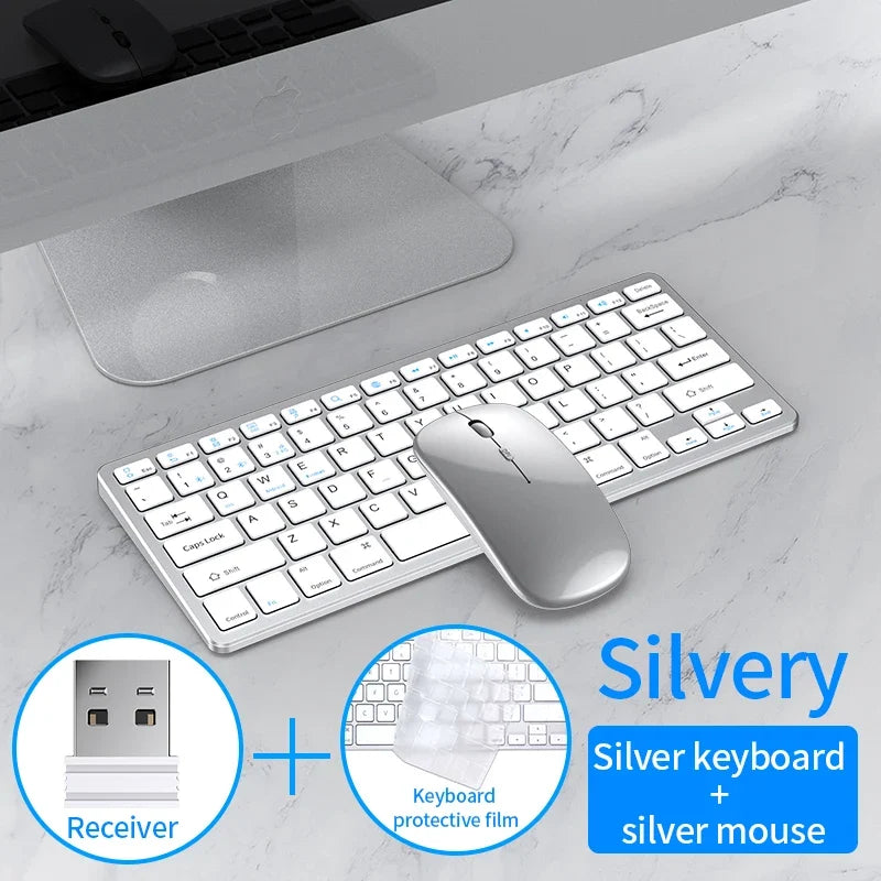 NexusClick Wireless Ergonomic Keyboard Mouse Combo - Rechargeable Mini Multimedia Set for PC, Laptop, MacBook