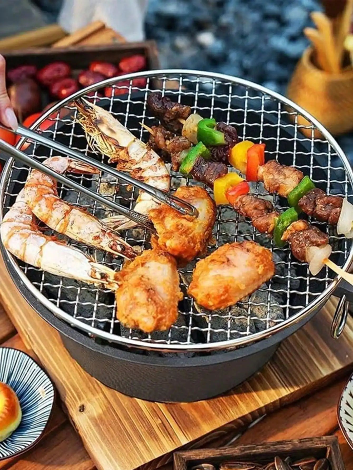 Durable High‑Temperature Resistant Cast Iron Charcoal Burner Complete BBQ Grill Stove Smokeless Portable Heating & Tea Making Stove Vintage Old‑Fashioned Design For Backyard Patio Home Garden Holiday Gift