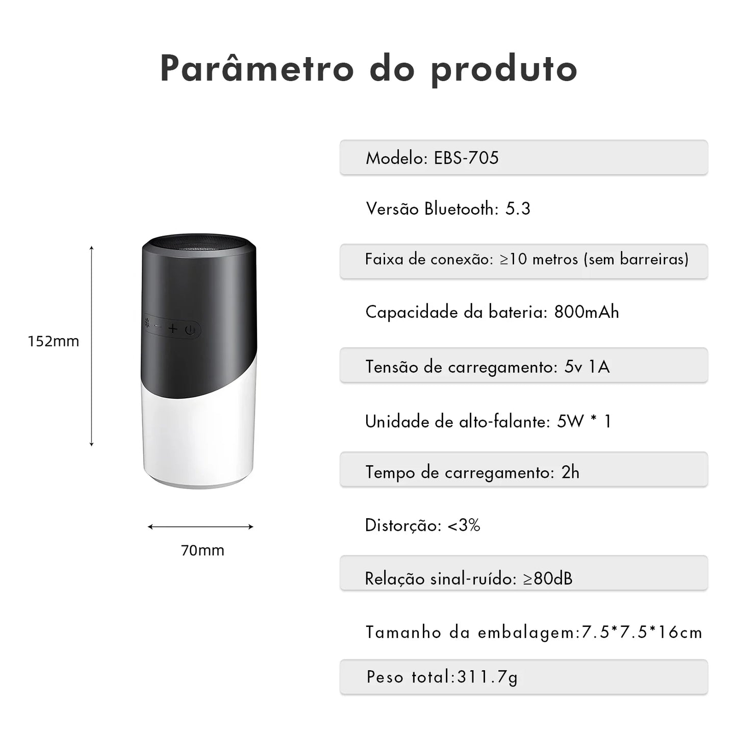 Portable Bluetooth Speaker, Car Speaker, Bluetooth Sound Box Compatible with MP3 and Mobile Phones, from Brazil