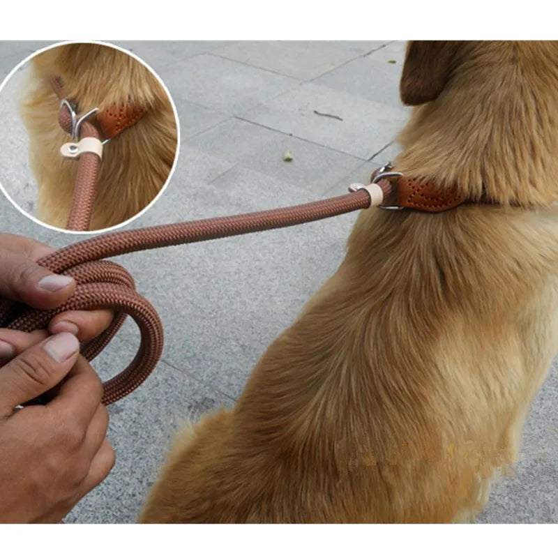 Dog training collar anti riot nylon hand P rope extended thickened unbreakable hand training dog round rope large dog P chain