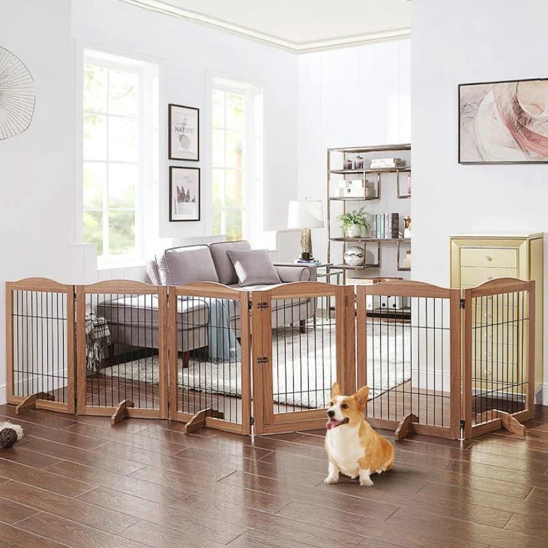 Wooden Pet Fence Dog Fence Freely Combinable Pet Isolation Door Indoor Foldable Dog Cage for Small and Medium Dogs Pet Supplies