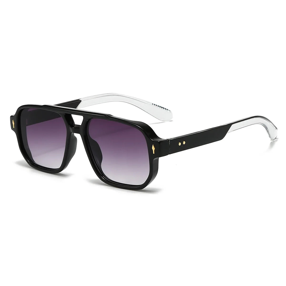 Classic Double Bridges Square Sunglasses Women Men Fashion Clear Ocean Lens Eyewear Trending Rivets Female Sun Glasses UV400