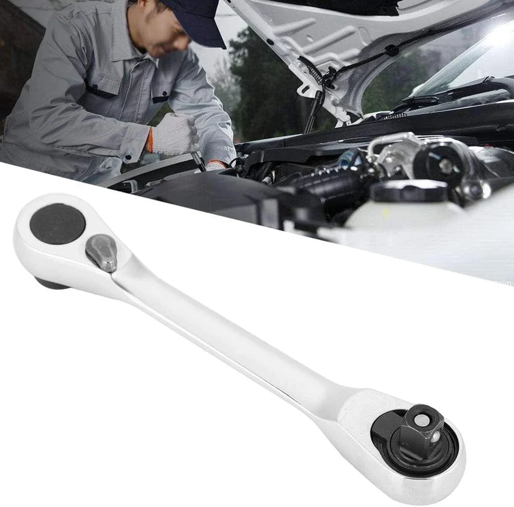 Mini Double Headed Ratchet Wrench 1/4 Inch Drive Socket Screwdriver Bit Driver Quick Release Ratchet Wrench Hand Tools