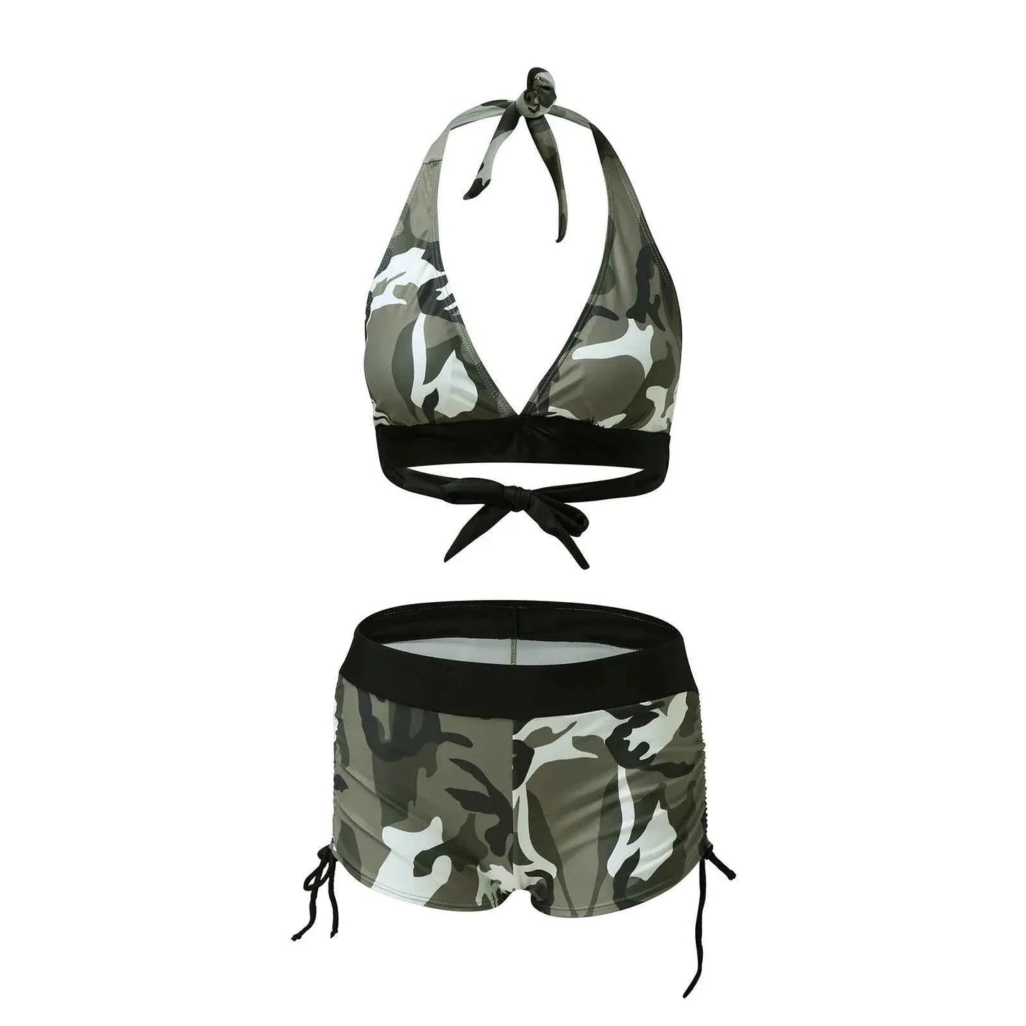Camo Print Halter Two Piece Bikini Set