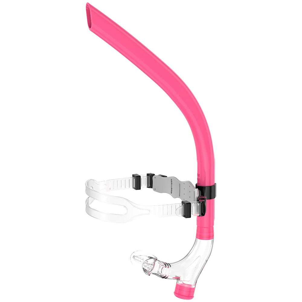 Swim Training Snorkel Frontal Swim Snorkel Tube Center-Mount Front One-Way Purge Valve Swimmer's Snorkel for Lap Swimming