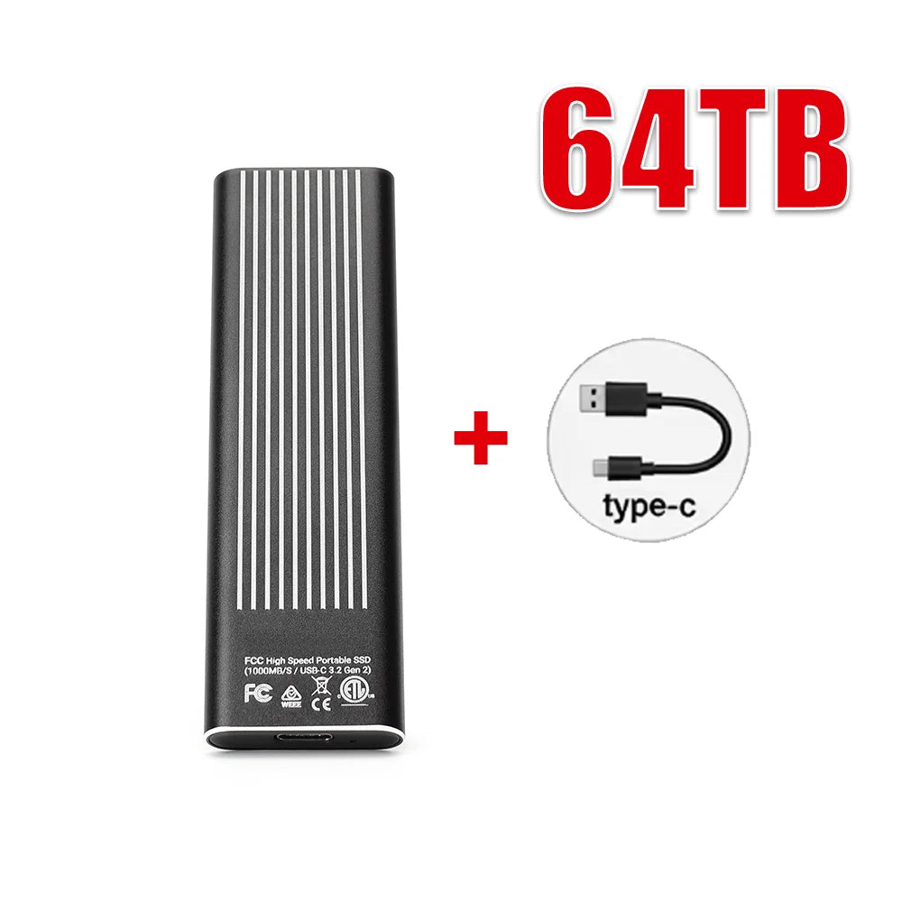 High Speed External Portable SSD 6TB 12TB Plug and Play Mobile Hard Drive Compatible with Windows IOS Android DevicesHigh Speed