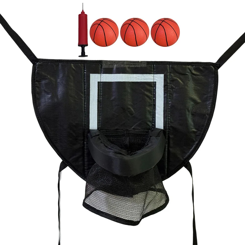 Foldable Trampoline Basketball Hoop Kit Safety Multipurpose Basketball Training with Pump and Ball Fun Mini Basketball Hoop