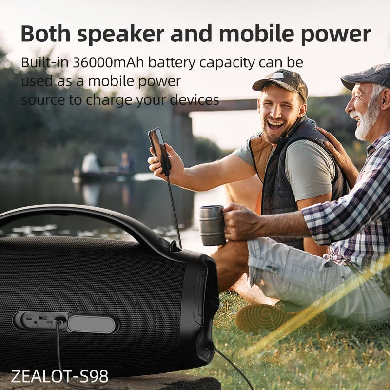 ZEALOT S98 160W Big Power Portable Bluetooth Speaker Wireless TWS Subwoofer Bluetooth Speaker Waterproof Mobile HIFI Quality