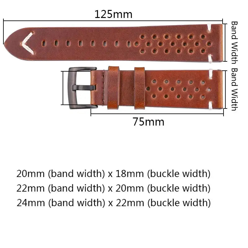 Suunto Race, Vertical & 9 Peak Perforated Leather Band with V Stitch