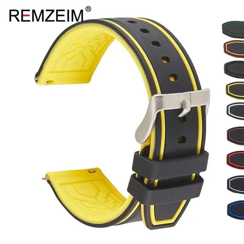 TicWatch Pro 5, Pro 3 & E3 Two-Tone Silicone Band with Edge Stripes