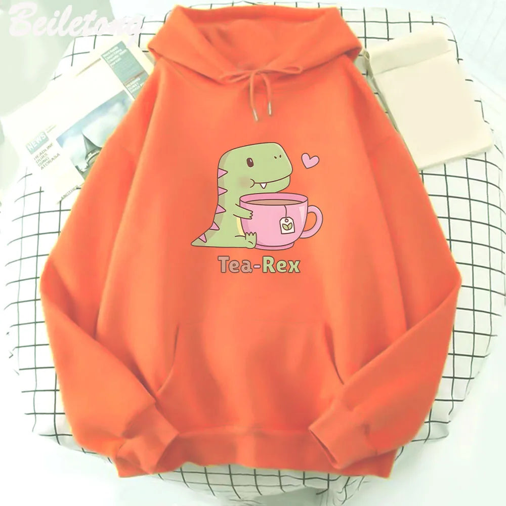 Sudadera con capucha "Tea-Rex" para amantes de los dinosaurios y el té