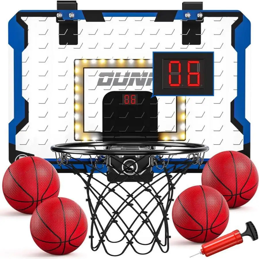 LED light electronic wall mounted basketball hoop, water pool home basketball hoop with 4 basketballs, family party game supplie